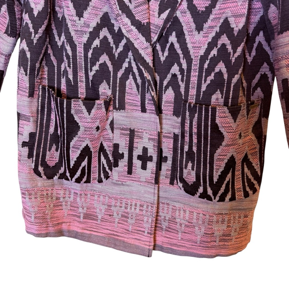 Scotch & Soda Pink and Brown Aztec Jacquard Blazer sz L - Picture 3 of 11
